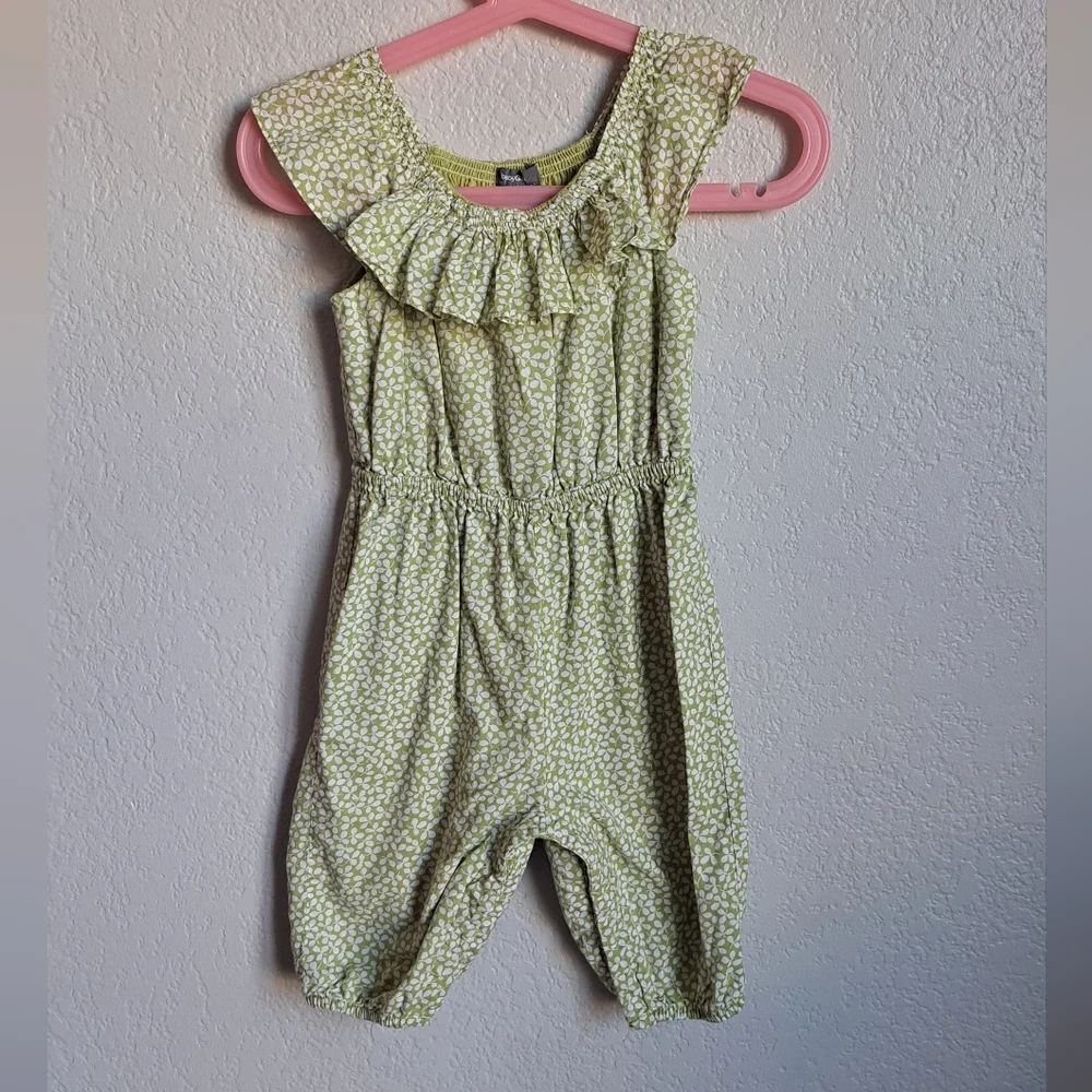 Baby Gap Girls Green Floral Jumpsuit Size 6 Months